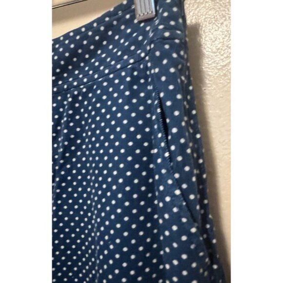 Vanessa Virginia Anthropologie Blue Midi Polka Dot Corduroy Skirt Pockets Sz 8 - Picture 6 of 12